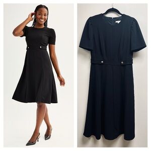 London Times Size 8 Classic Black Midi Dress Cocktail Party Business Classic